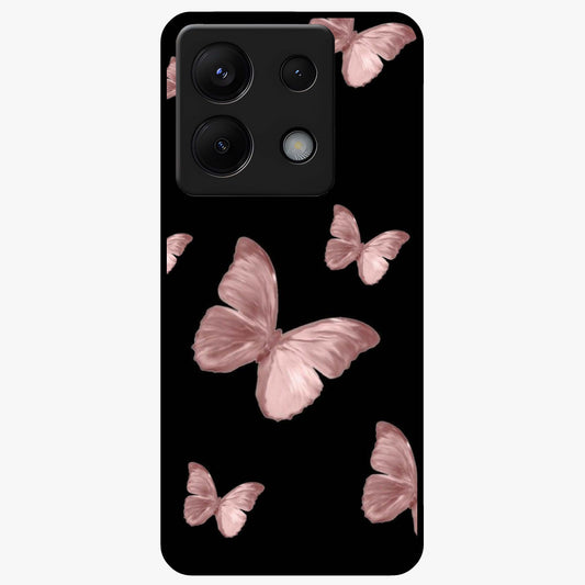 Butterfly Pattern Glass Case showing flat back view with elegant butterfly pattern artwork and glossy glass finish.