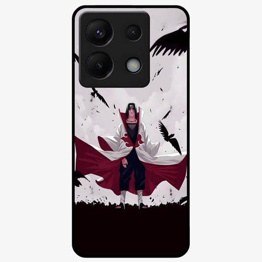 Crimson Crow Ascension Glass Case showing flat back view with mystical crow artwork and glossy glass finish.