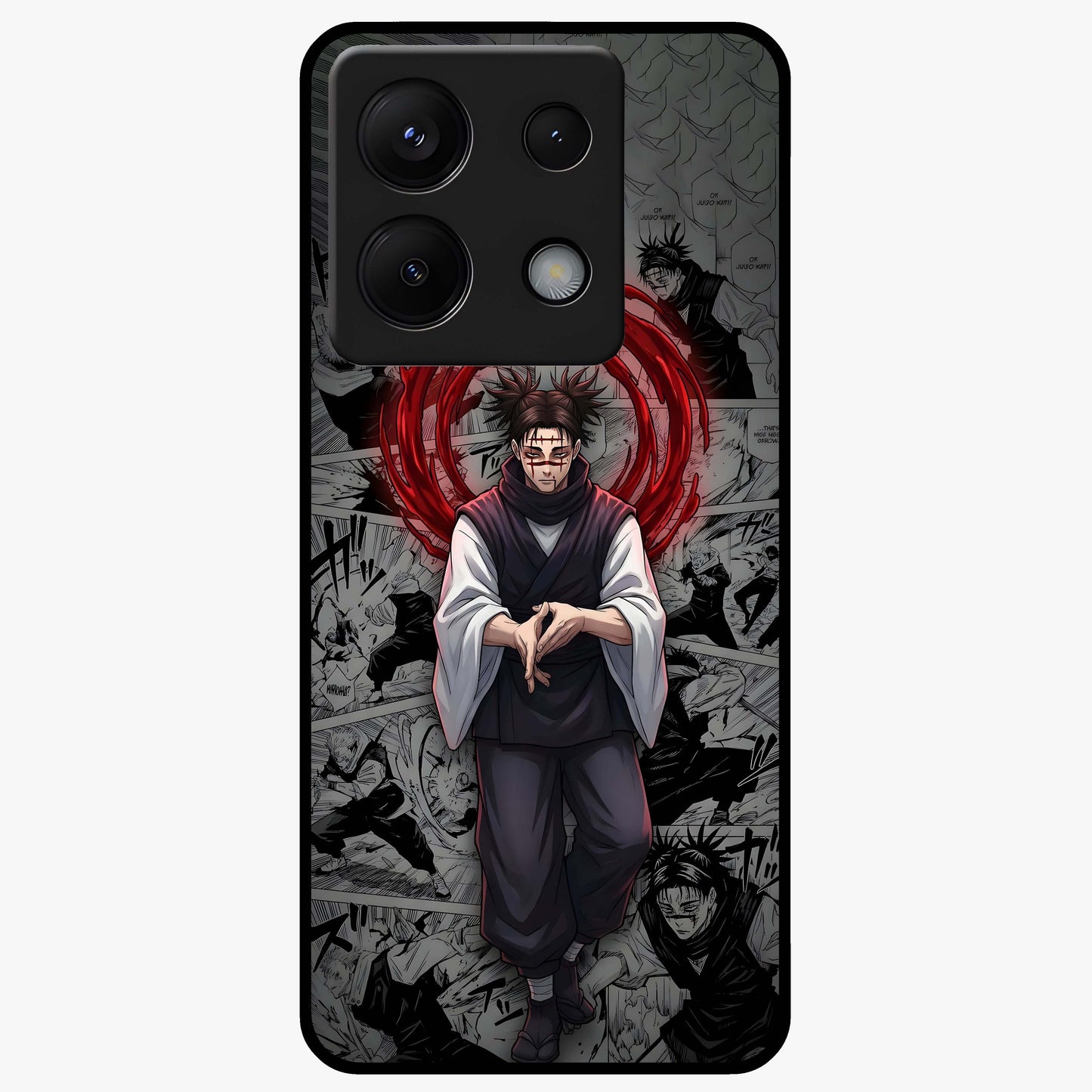 Cursed Ritual Ascension Glass Case showing flat back view with dark ritual themed artwork and glossy glass finish.