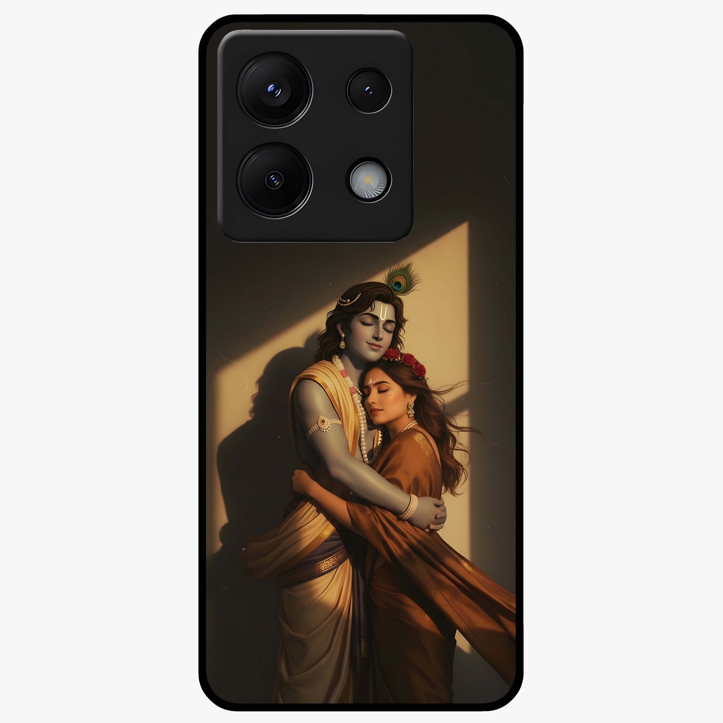 Divine Eternal Love Glass Case showing flat back view with spiritual love themed artwork and glossy glass finish.
