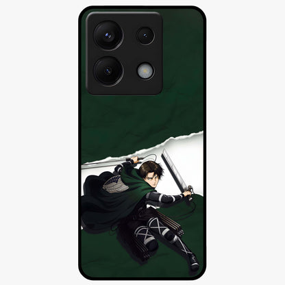 Emerald War Vanguard Glass Case showing flat back view with powerful warrior themed artwork and glossy glass finish.