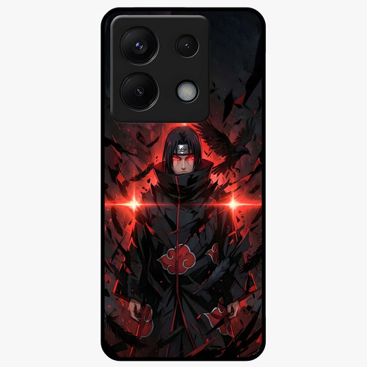 Focused Blade Discipline Glass Case showing flat back view with warrior sword themed artwork and glossy glass finish.