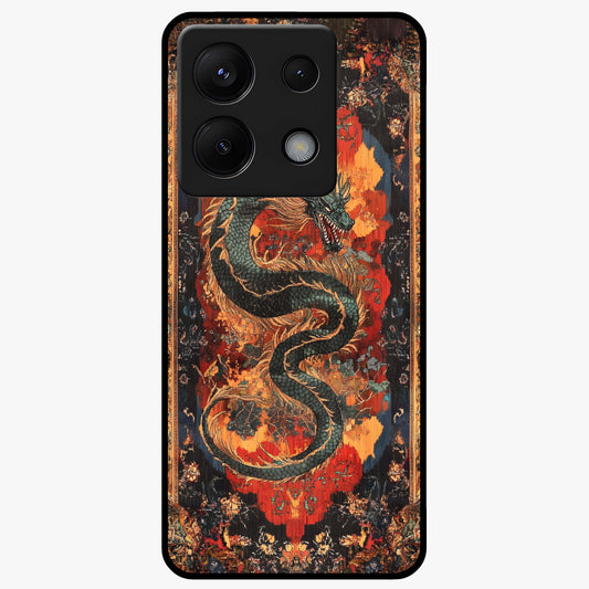 Inferno Dragon Soul Glass Case showing flat back view with fiery dragon artwork and glossy glass finish.
