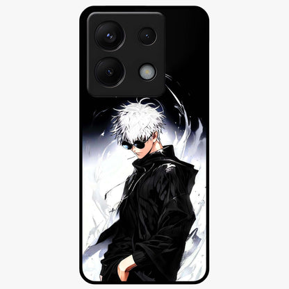 Limitless Shadow King Glass Case showing flat back view with powerful shadow warrior artwork and glossy glass finish.