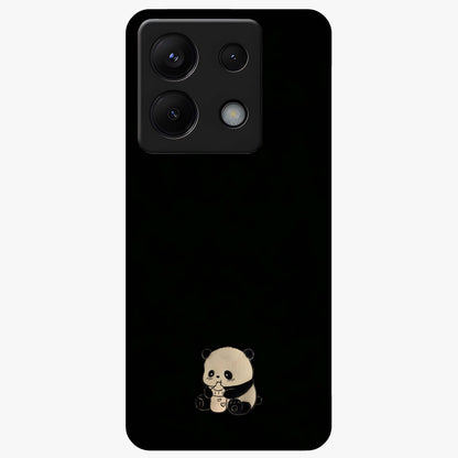 Midnight Panda Love Glass Case showing flat back view with cute panda themed artwork and glossy glass finish.