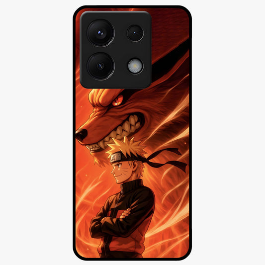 Nine Tails Legacy Glass Case showing flat back view with powerful nine-tailed fox inspired artwork and glossy glass finish.