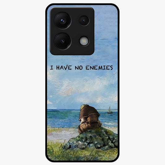 Peace Beyond War Glass Case showing flat back view with symbolic peace themed artwork and glossy glass finish.