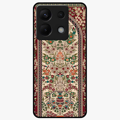 Persian Inspired Glass Case showing flat back view with ornate Persian style pattern artwork and glossy glass finish.