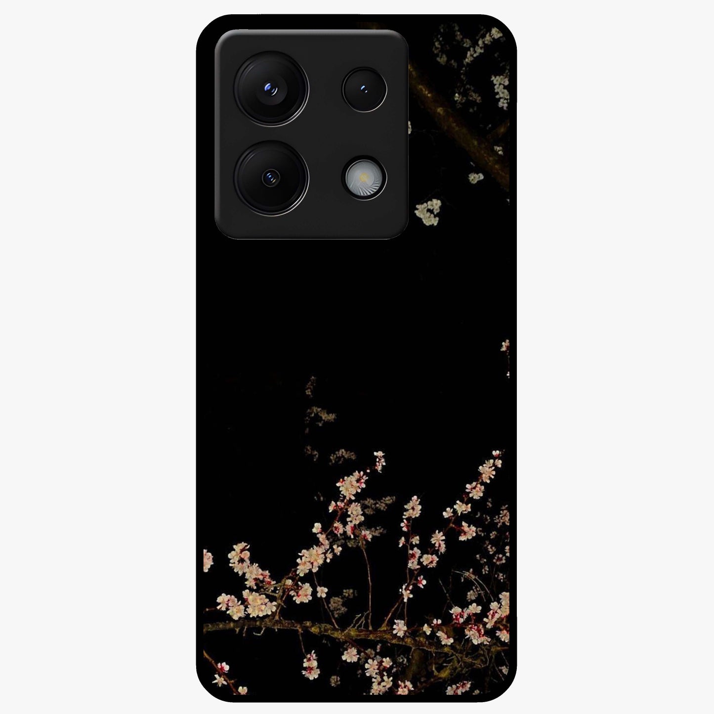 Petal Moon Light With Custom Name Glass Case showing flat back view with floral moonlight artwork and personalized name design.