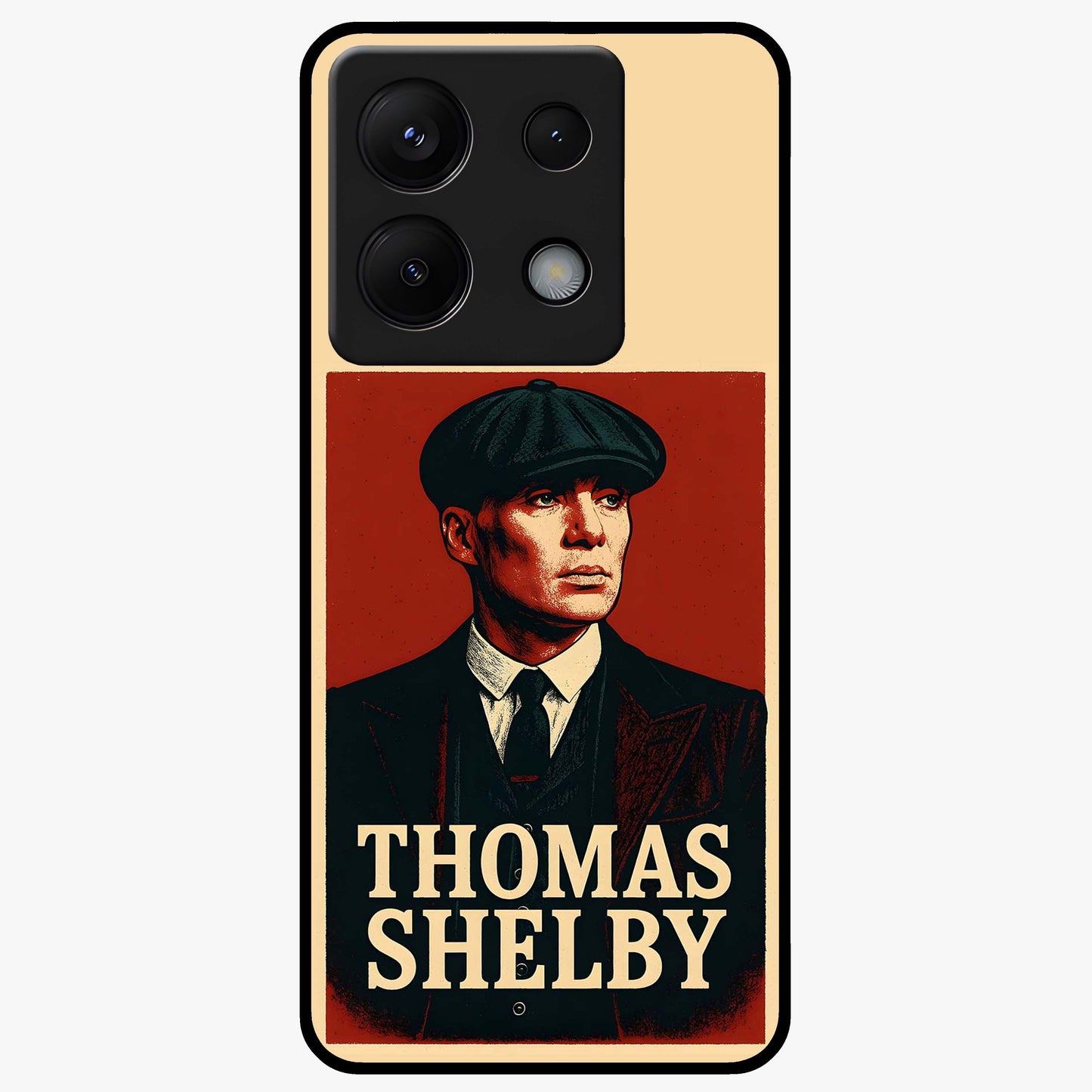 Vintage Mafia Authority Glass Case showing flat back view with bold vintage mafia inspired artwork and glossy glass finish.