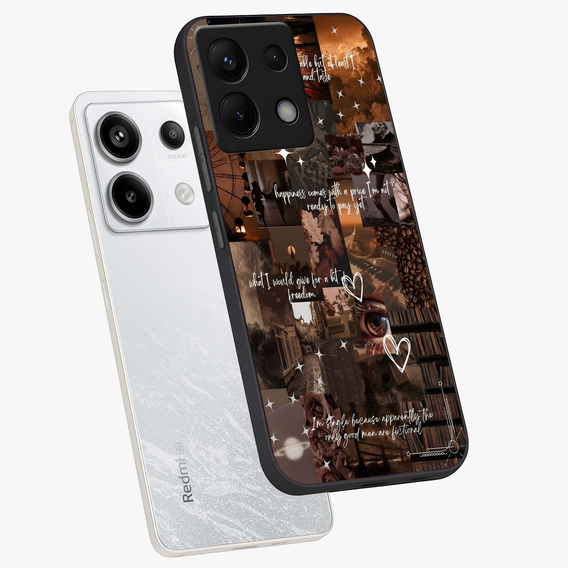 Bittersweet Aesthetic Chaos Glass Case displayed in angled mockup highlighting expressive abstract artwork and edgy aesthetic theme.