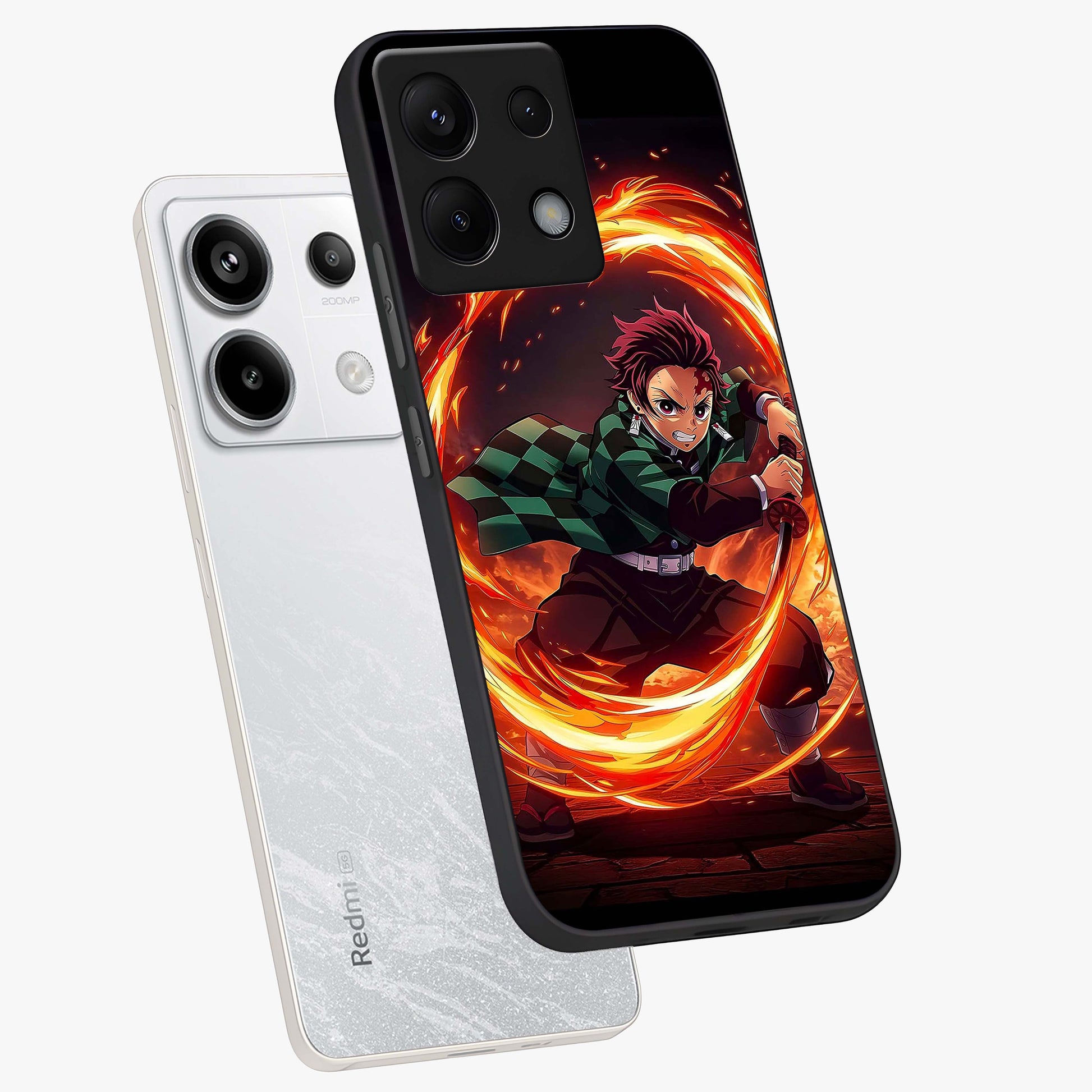 Blazing Sword Resolve Glass Case displayed in angled mockup highlighting powerful sword illustration and bold fantasy theme.