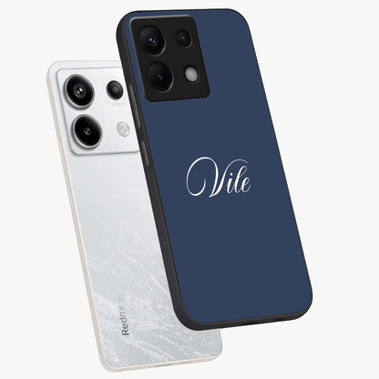 Blue Vintage Floral Pattern Glass Case showing flat back view with elegant vintage floral artwork and glossy glass finish.