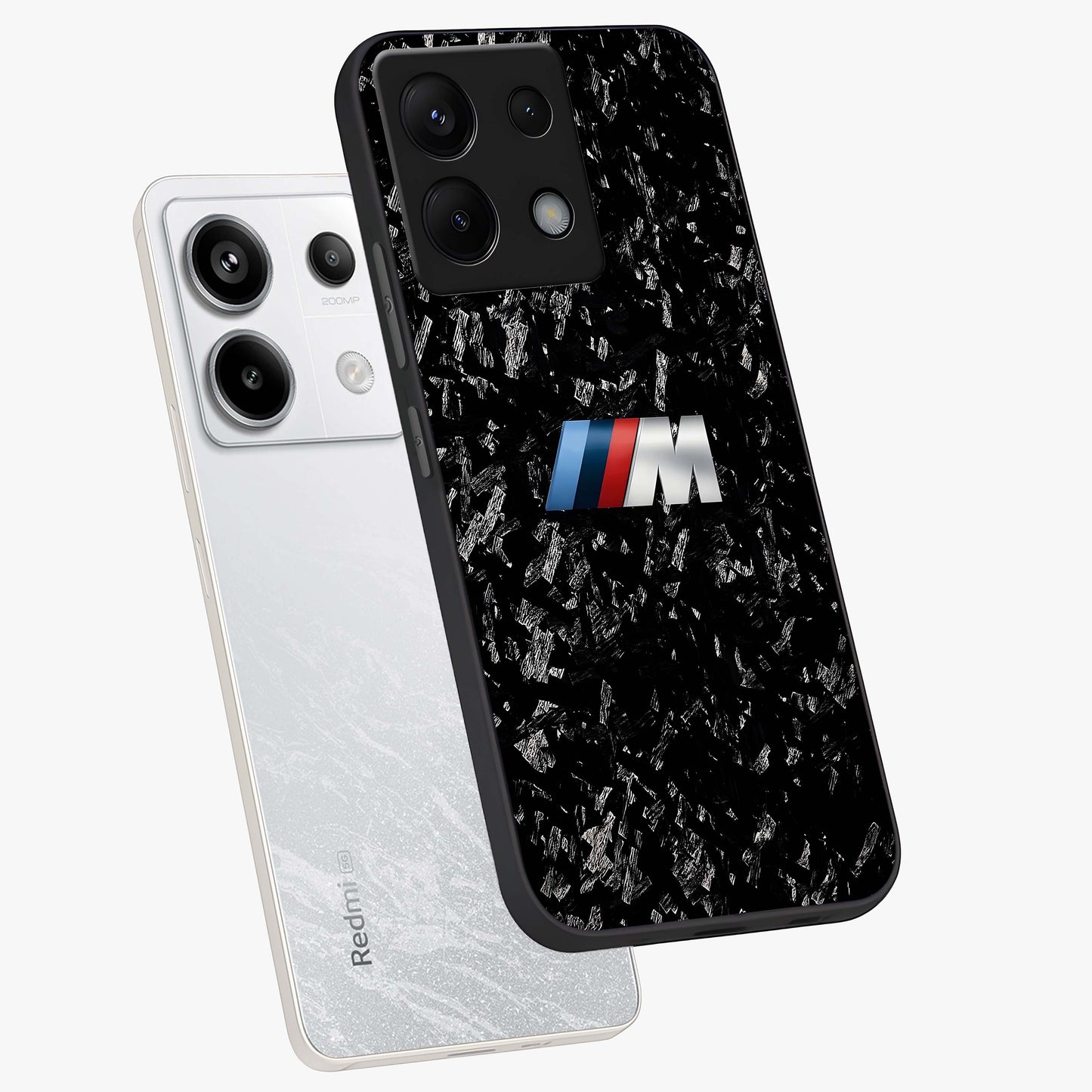 Carbon Speed Mark Glass Case displayed in angled mockup highlighting racing inspired carbon design and sleek aesthetic style.