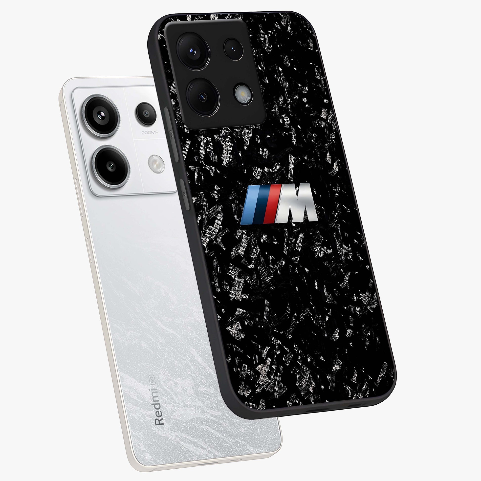 Carbon Speed Mark Glass Case displayed in angled mockup highlighting racing inspired carbon design and sleek aesthetic style.