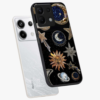 Celestial Gem Constellations Glass Case displayed in angled mockup highlighting gemstone inspired constellation design.