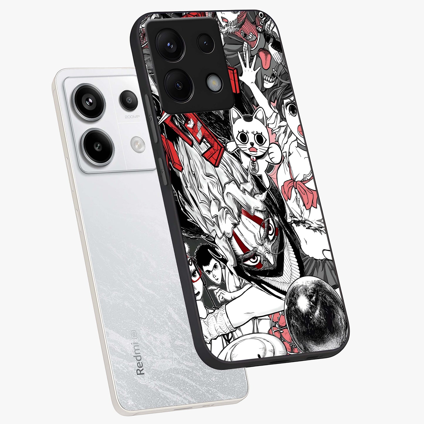 Crimson Chaos Panel Glass Case displayed in angled mockup highlighting chaotic panel style design with modern graphic theme.
