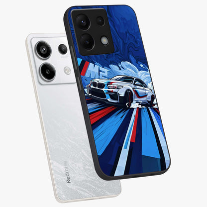 Drift Power Rush Glass Case displayed in angled mockup highlighting powerful drift car design with sporty aesthetic style.