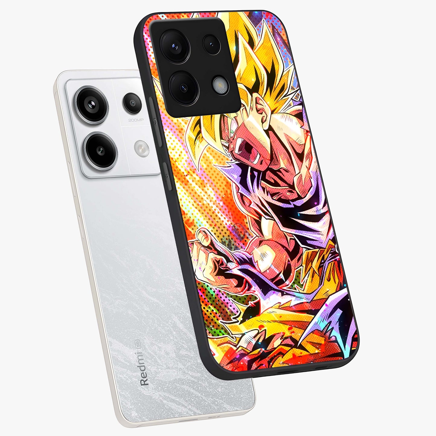 Firing Goku Glass Case displayed in angled mockup highlighting dynamic anime character design with action aesthetic.