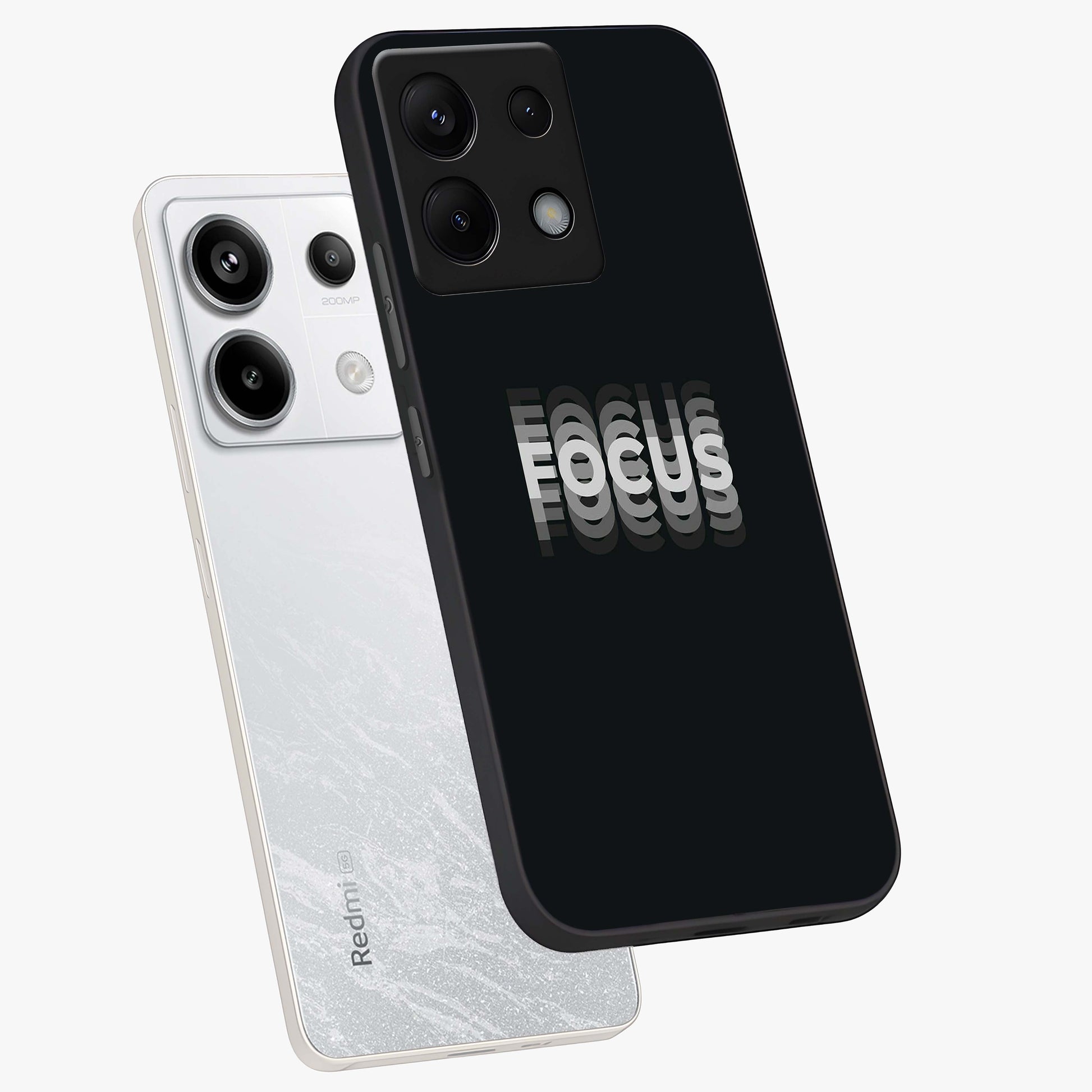 Focus Mode On Glass Case displayed in angled mockup highlighting clean minimal text artwork with modern aesthetic style.
