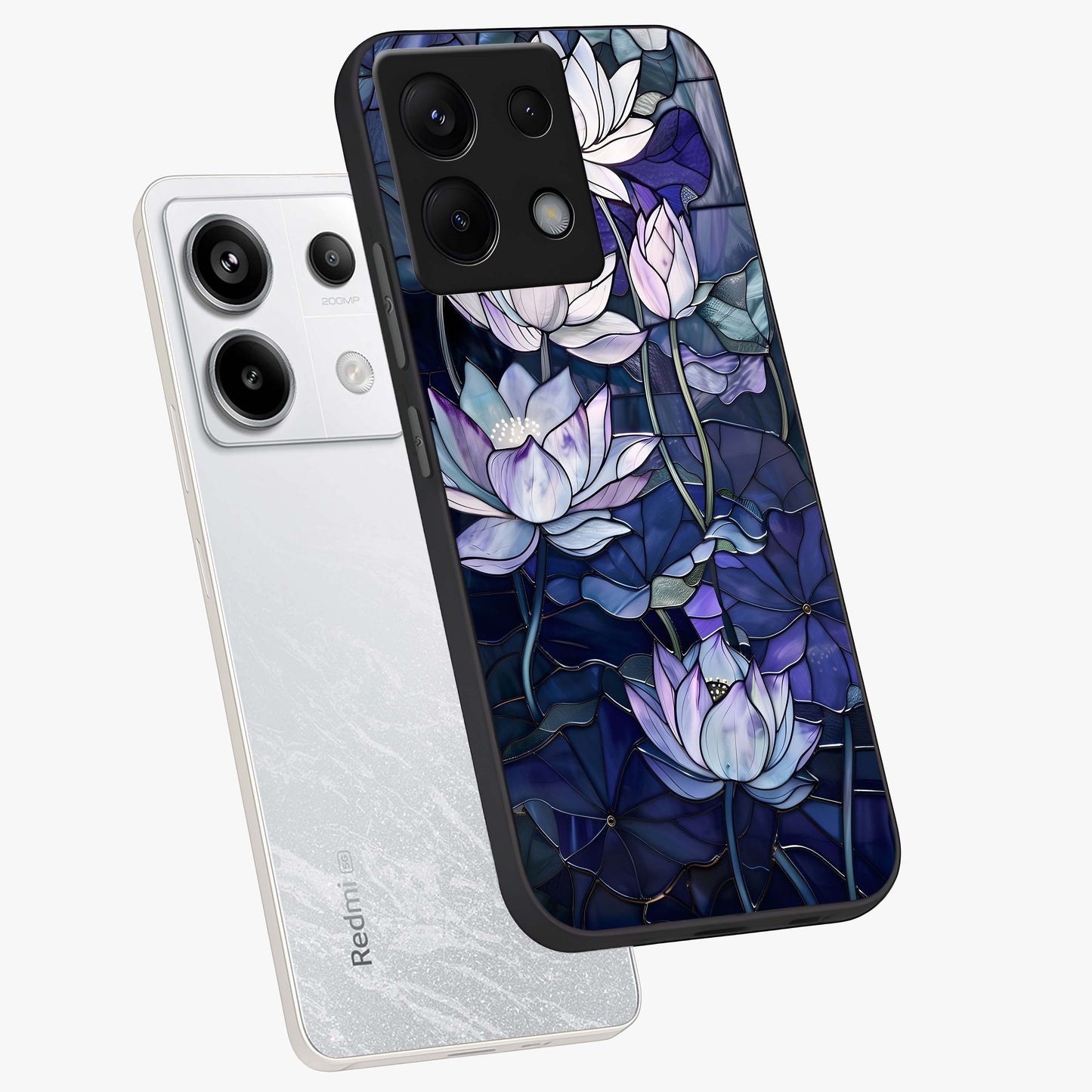Gloss Petal Rush Glass Case displayed in angled mockup highlighting vibrant petal design with elegant floral aesthetic.