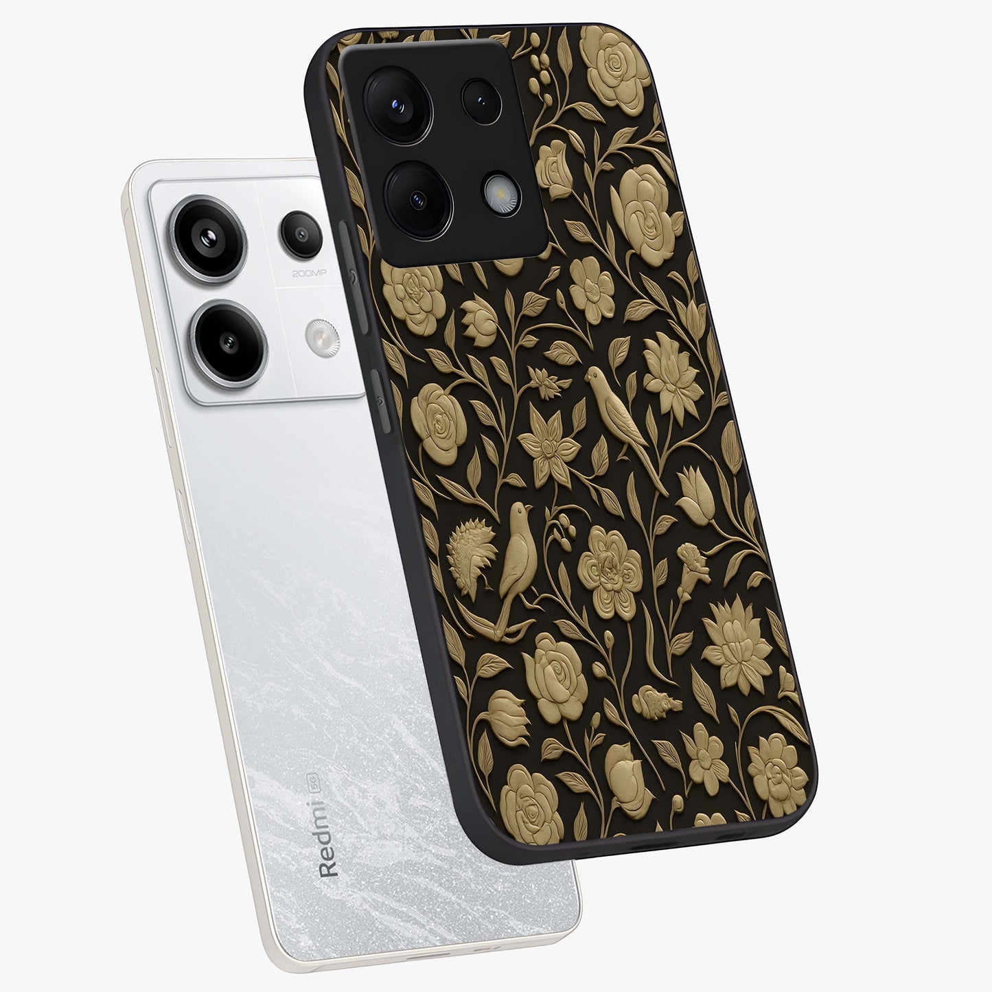 Golden Evil Eye Mandala Glass Case displayed in angled mockup highlighting protective evil eye symbol with golden mandala design.
