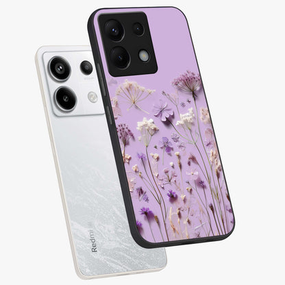 Lavender Blossom Dream Glass Case displayed in angled mockup highlighting dreamy lavender flower design with calming aesthetic style.