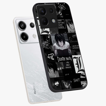 Midnight Chaos Mind Glass Case displayed in angled mockup highlighting chaotic artistic design with dramatic midnight aesthetic.
