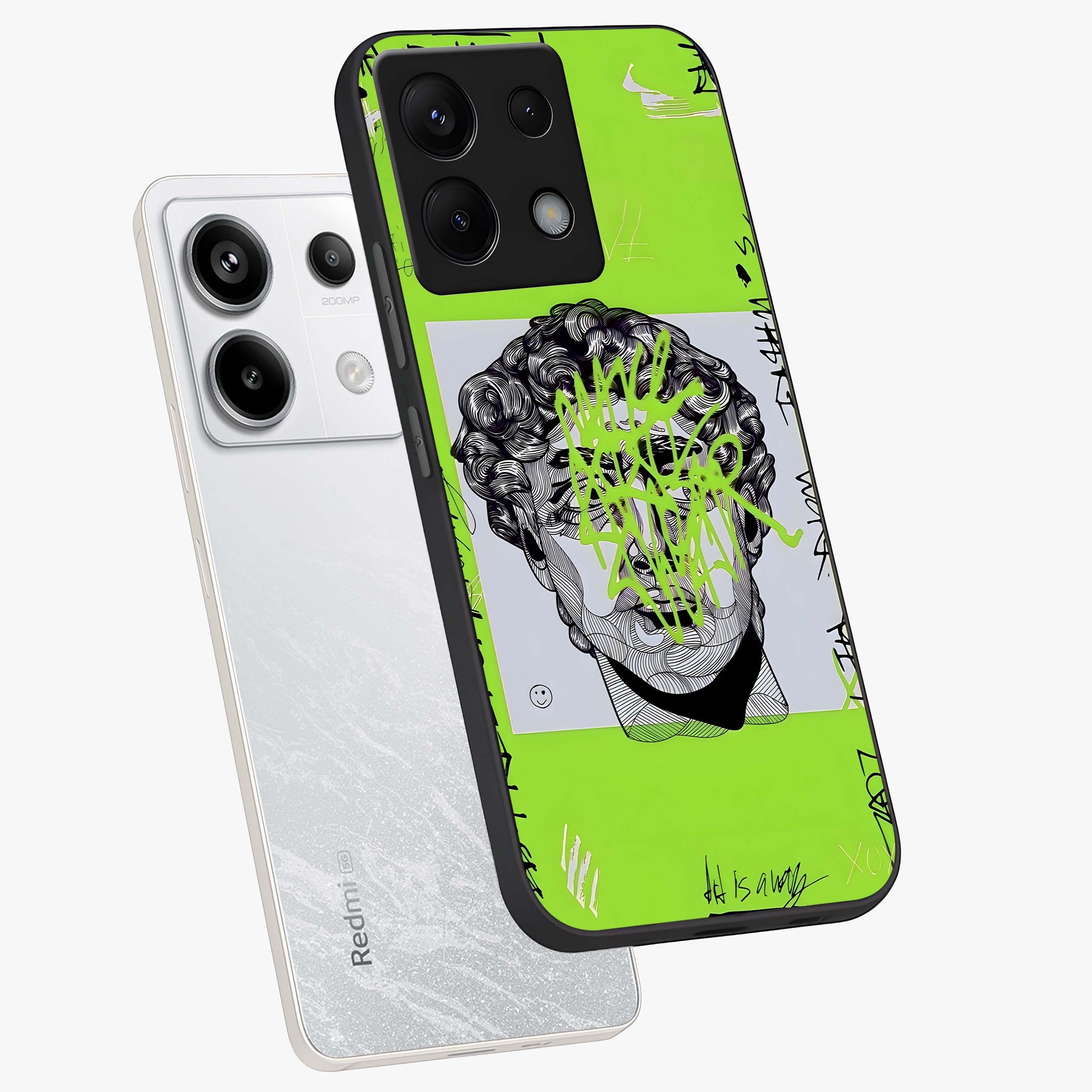 Neo Graffiti Rebellion Glass Case displayed in angled mockup highlighting urban street art design with rebellious aesthetic.