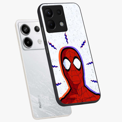 Omg Spiderman Glass Case displayed in angled mockup highlighting dynamic hero illustration with action comic aesthetic.
