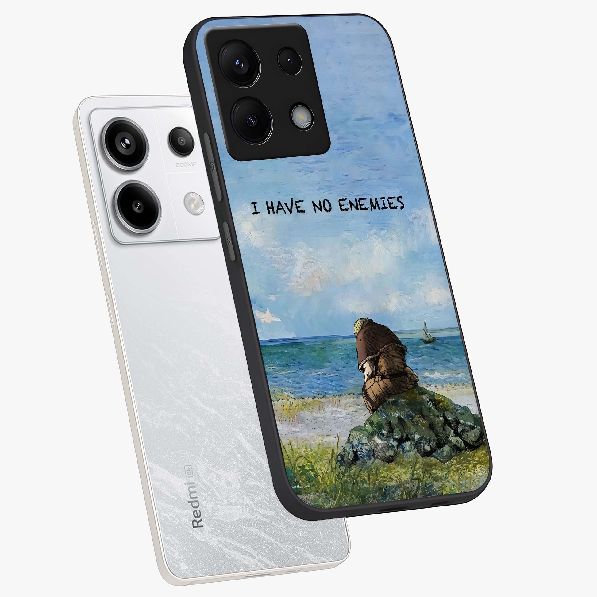 Peace Beyond War Glass Case displayed in angled mockup highlighting meaningful message design with artistic aesthetic style.
