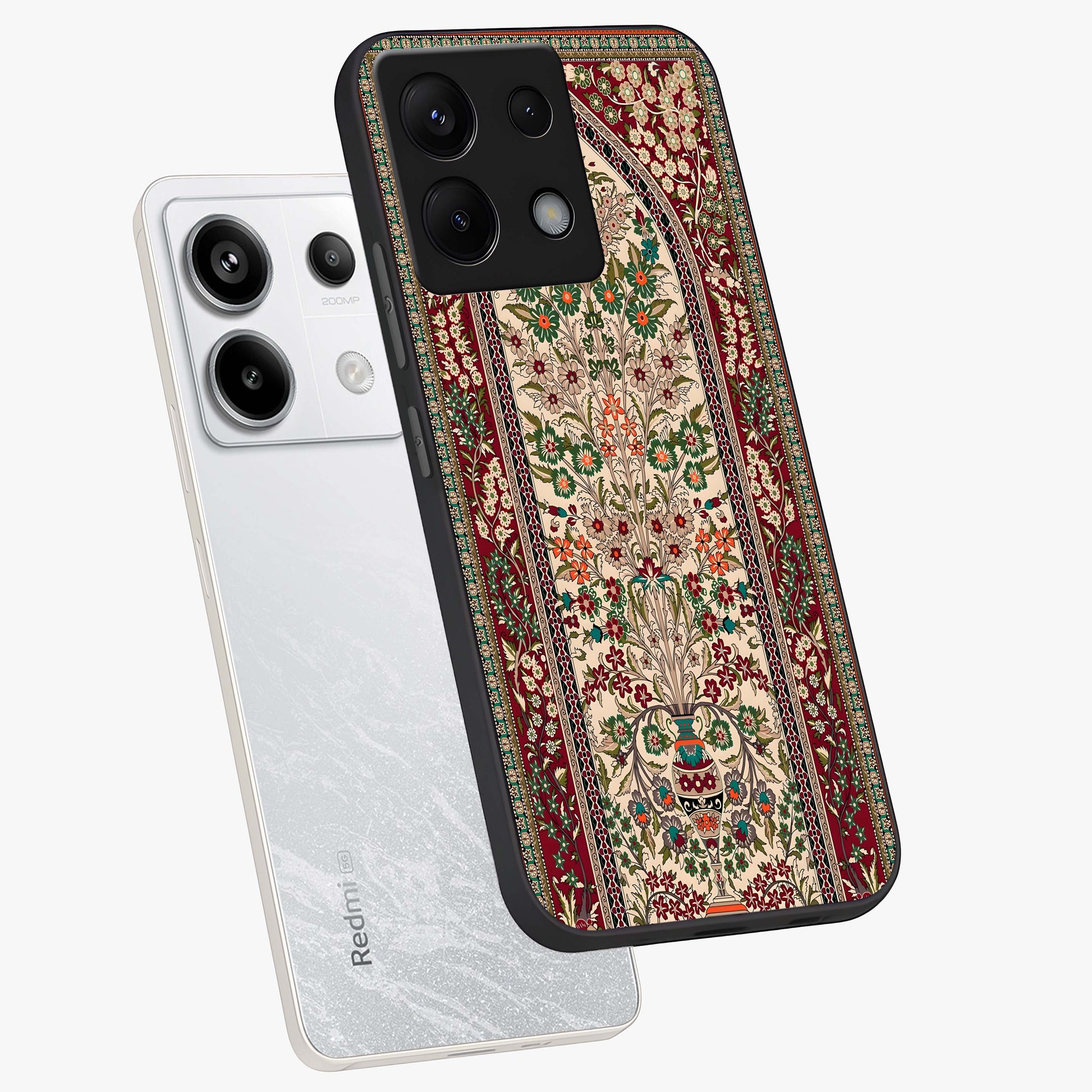 Persian Inspired Glass Case displayed in angled mockup highlighting intricate traditional design with elegant cultural aesthetic.