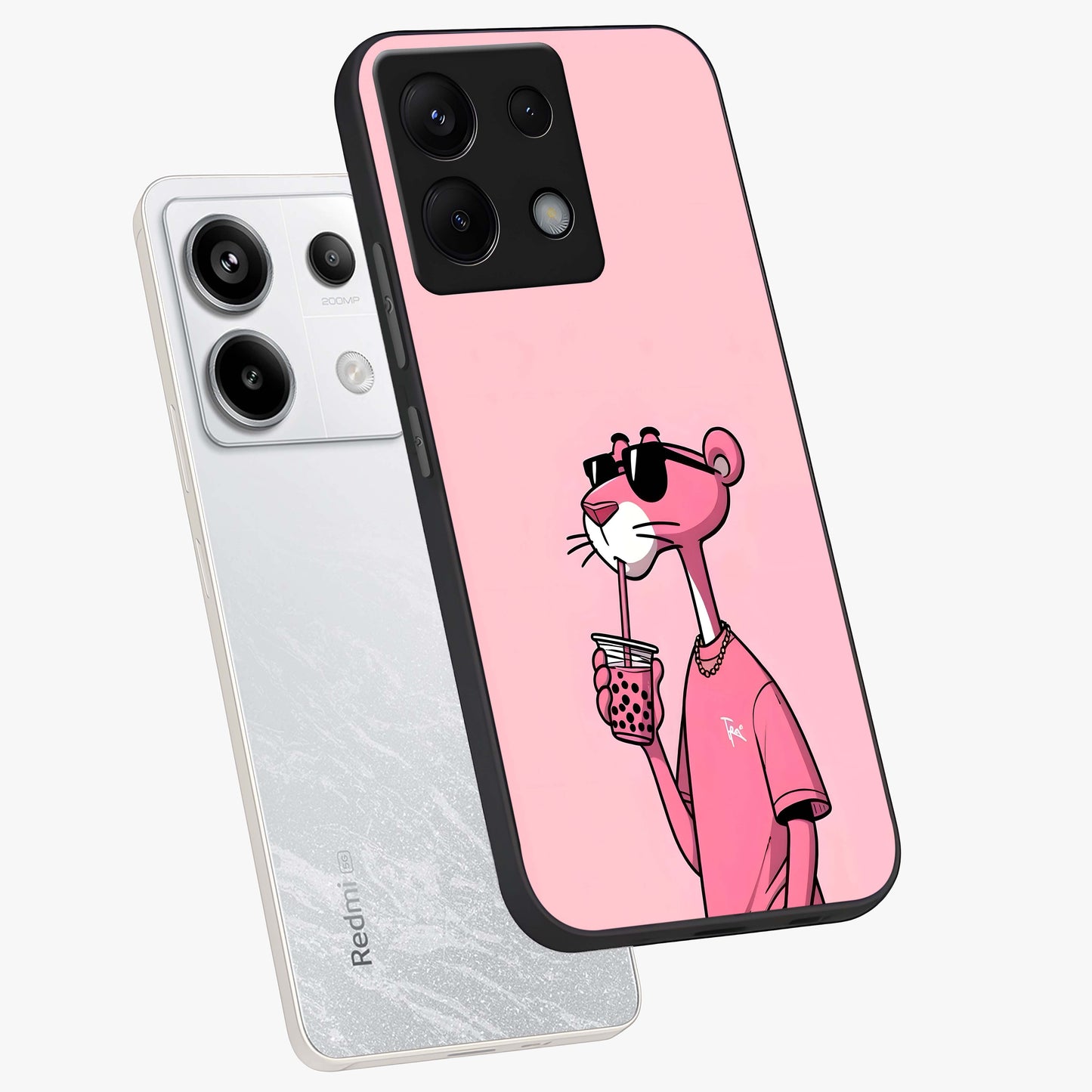 Pink Panther Glass Case displayed in angled mockup highlighting playful cartoon character design with vibrant pink aesthetic.