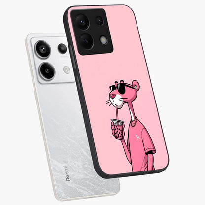 Pink Panther Glass Case displayed in angled mockup highlighting playful cartoon character design with vibrant pink aesthetic.