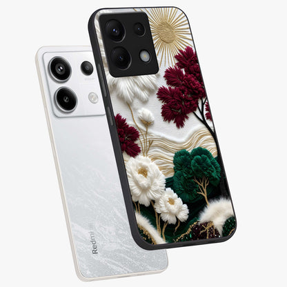 Radiant Bloom Elegance Glass Case displayed in angled mockup highlighting graceful floral design with radiant aesthetic style.
