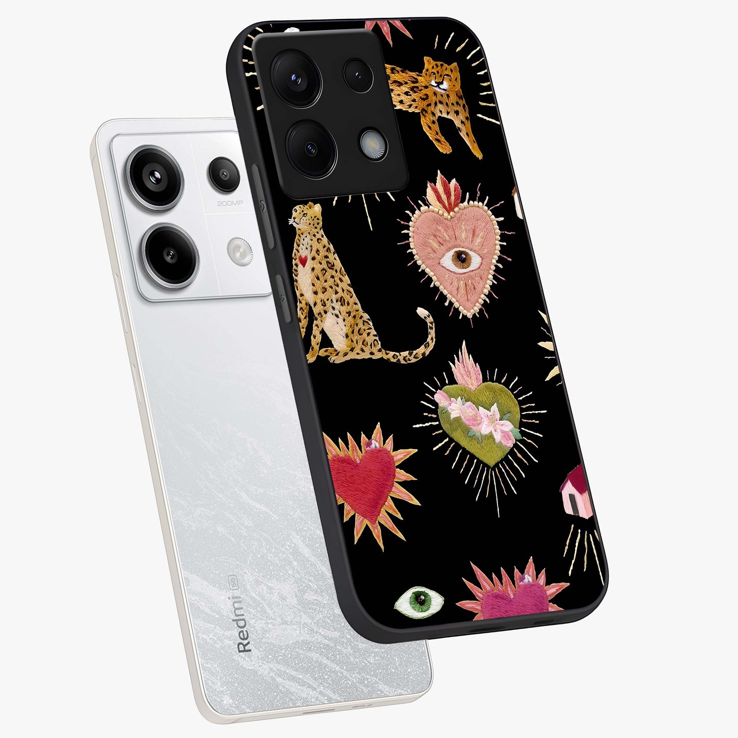 Sacred Jungle Heart Glass Case displayed in angled mockup highlighting lush tropical design with natural aesthetic style.