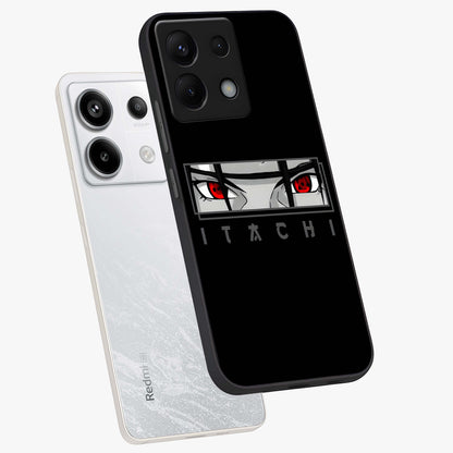 Scarlet Gaze Dominance Glass Case displayed in angled mockup highlighting intense visual design with bold scarlet aesthetic.