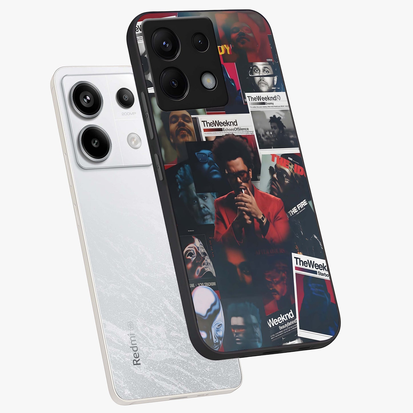 The Weeknd Glass Case displayed in angled mockup highlighting stylish pop culture inspired design with modern aesthetic.