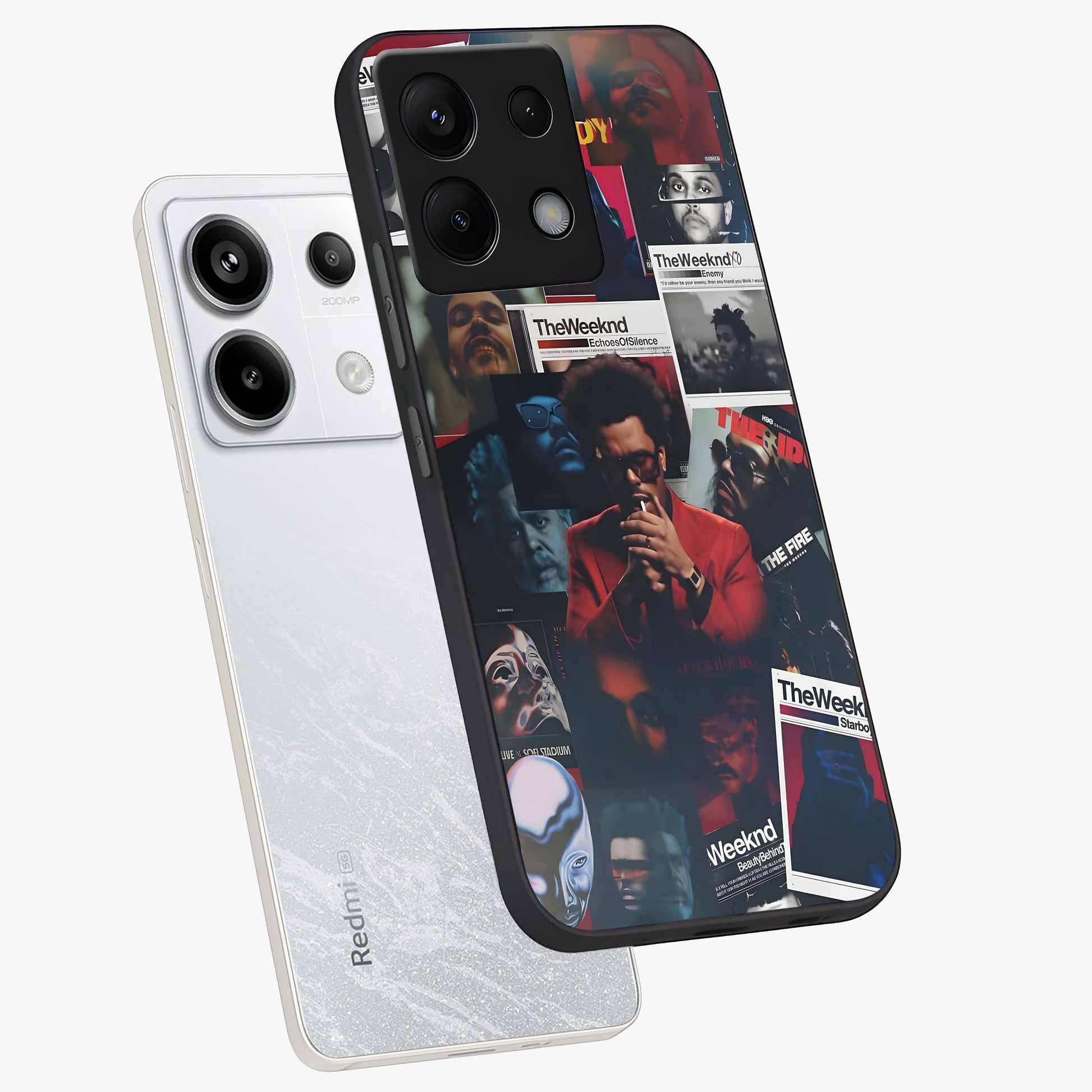 The Weeknd Glass Case displayed in angled mockup highlighting stylish pop culture inspired design with modern aesthetic.
