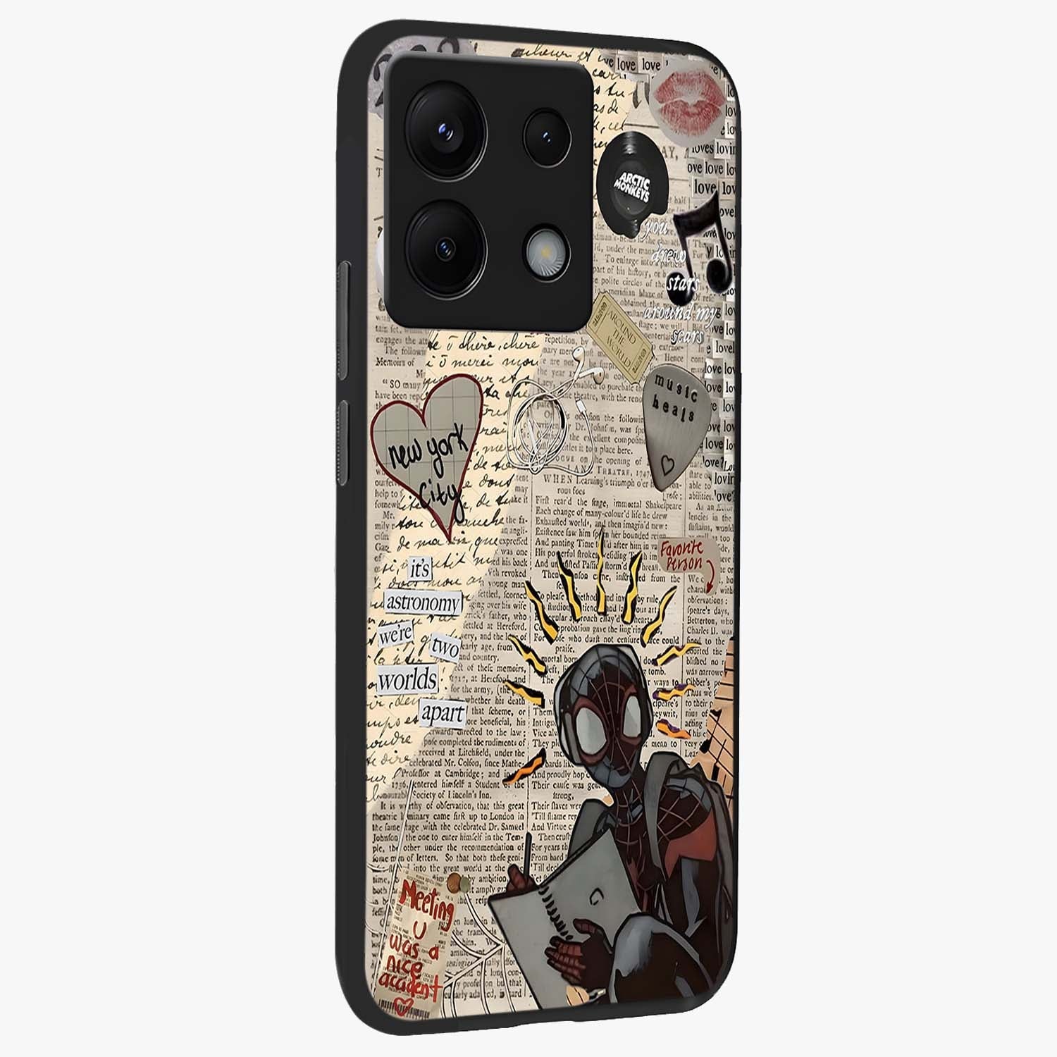 City Dream Sketch Glass Case upright view showcasing urban skyline artwork with stylish hand drawn design.
