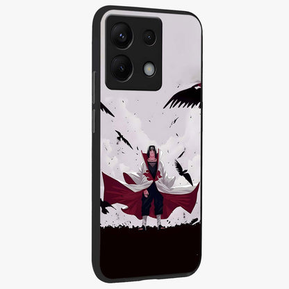 Crimson Crow Ascension Glass Case upright view showcasing dramatic crow artwork with bold gothic theme.