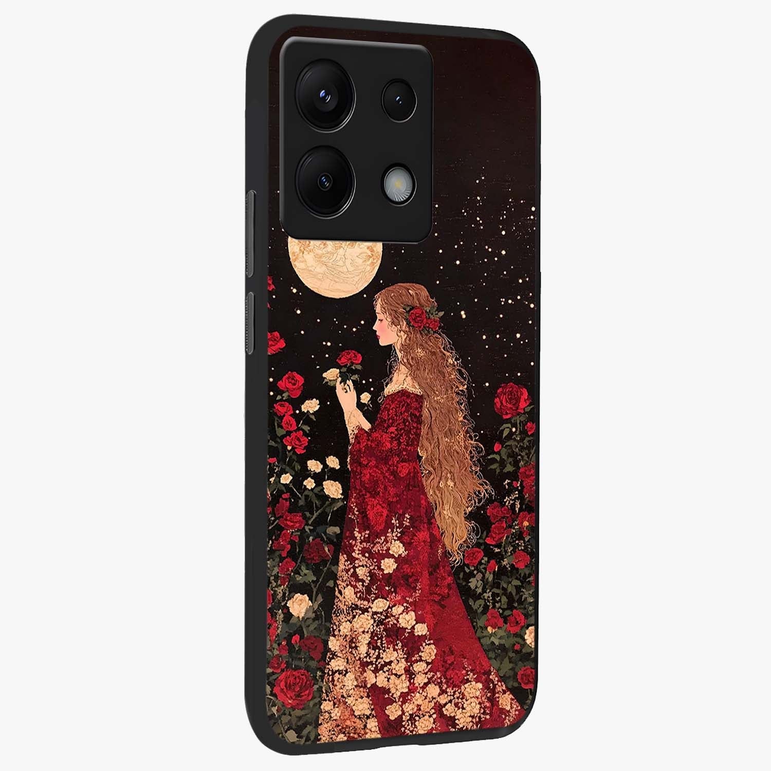 Crimson Dreams Glass Case upright view showcasing dreamy red toned artwork with modern aesthetic style.