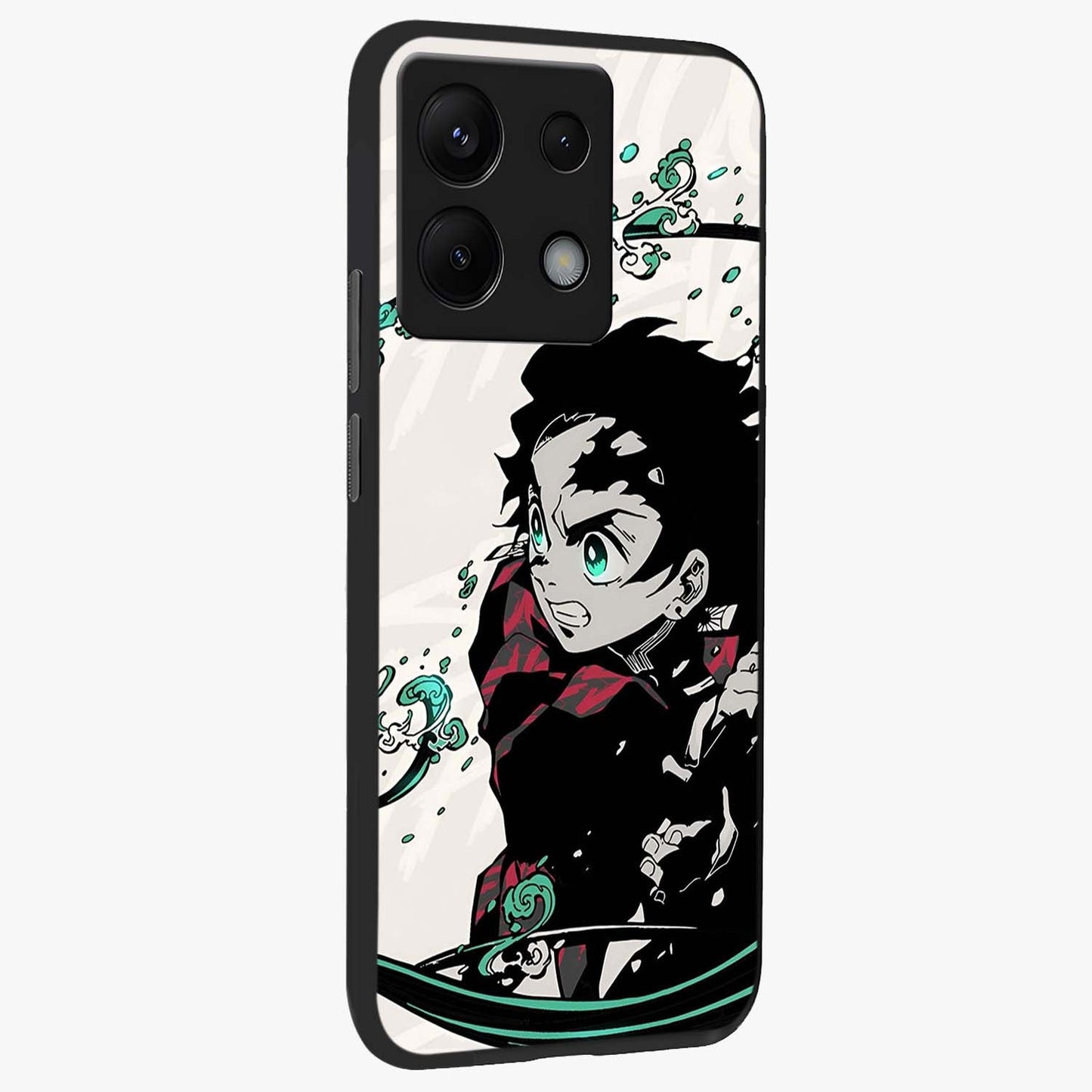 Demon Slayer Glass Case upright view showcasing powerful anime artwork with intense warrior theme.