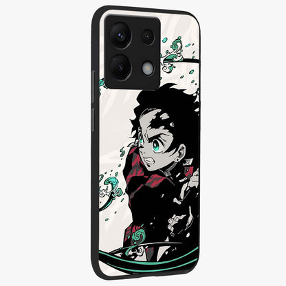 Demon Slayer Glass Case upright view showcasing powerful anime artwork with intense warrior theme.