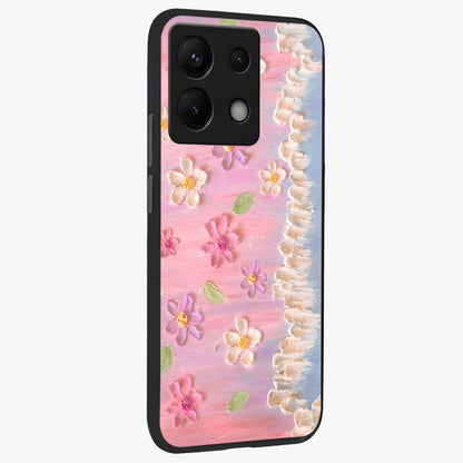 Dreamy Painted Garden Glass Case upright view showcasing vibrant floral garden artwork with artistic nature theme.