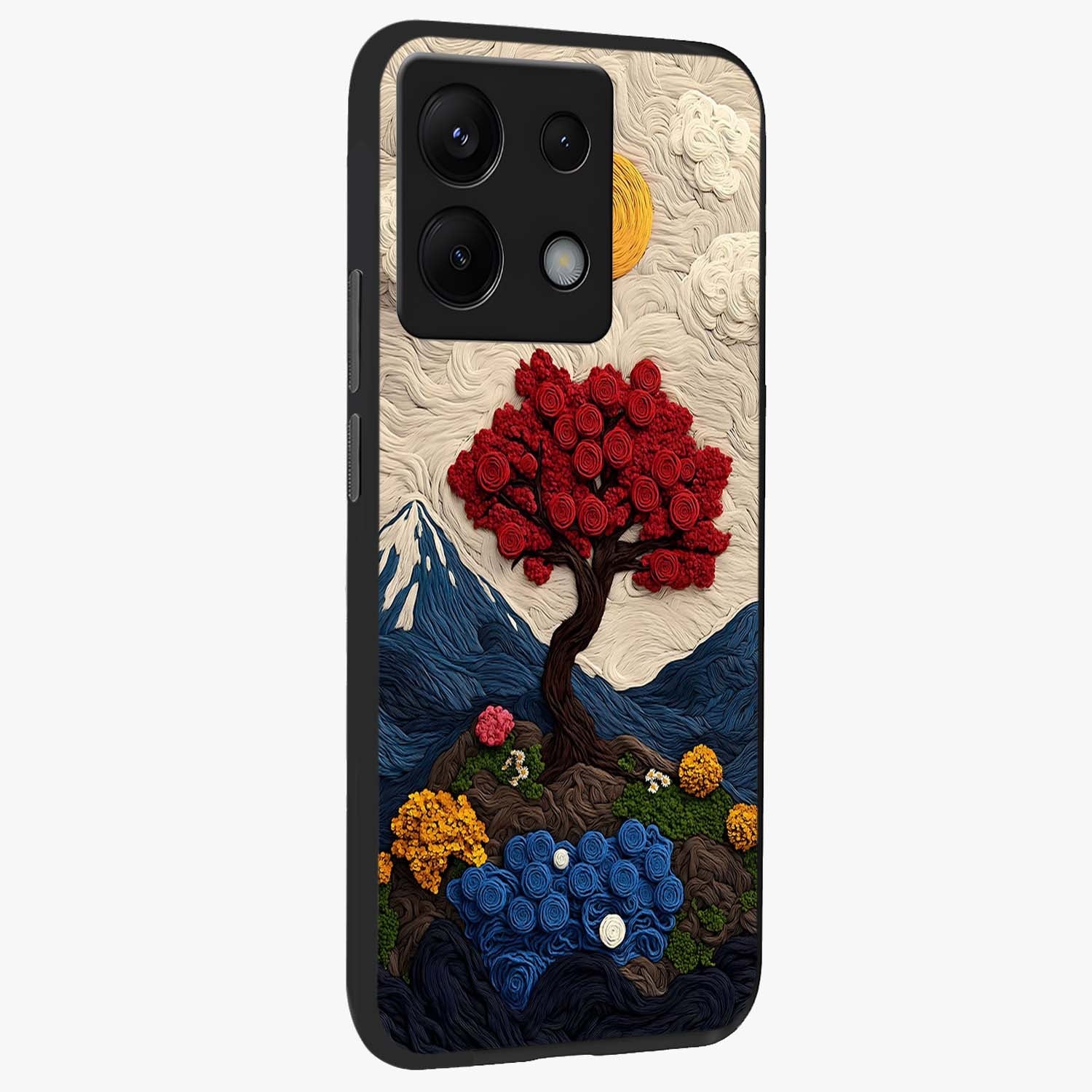 Eternal Nature Tapestry Glass Case upright view showcasing elegant nature tapestry design with decorative style.