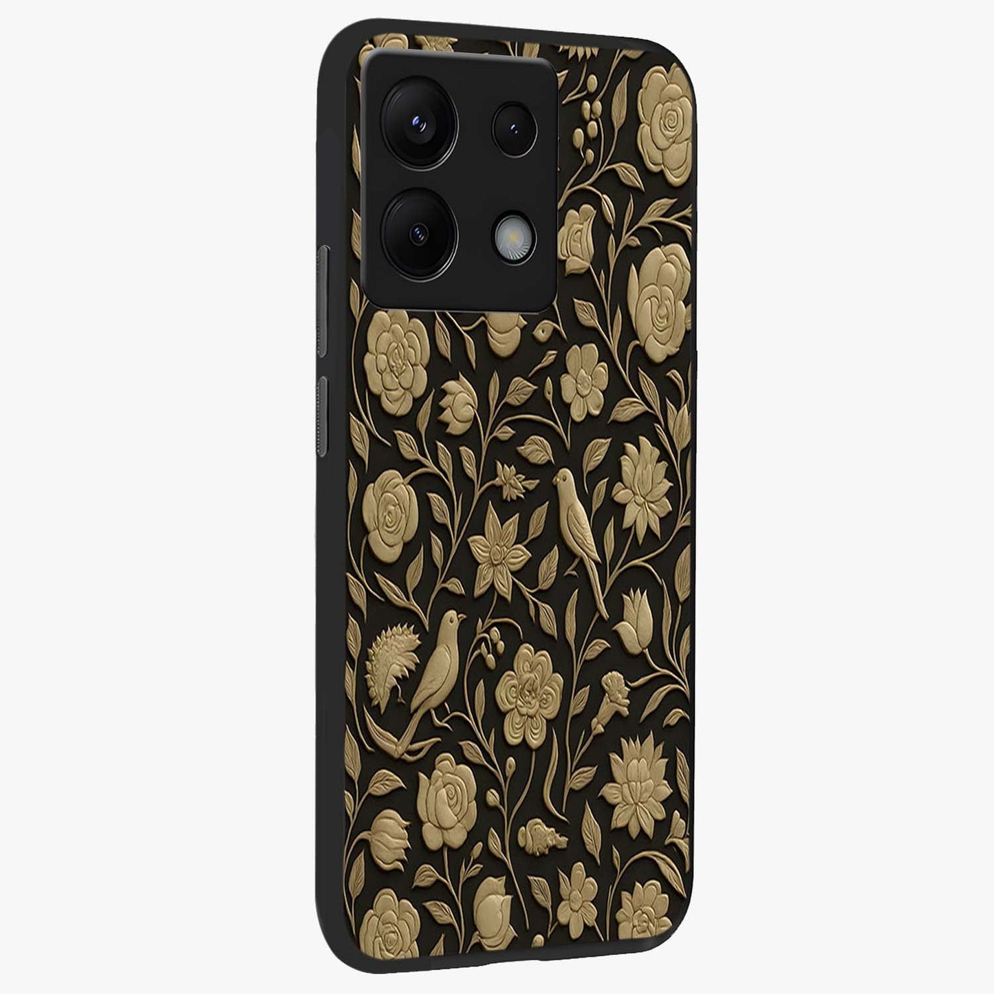 Golden Evil Eye Mandala Glass Case upright view showcasing decorative evil eye mandala artwork with spiritual aesthetic style.
