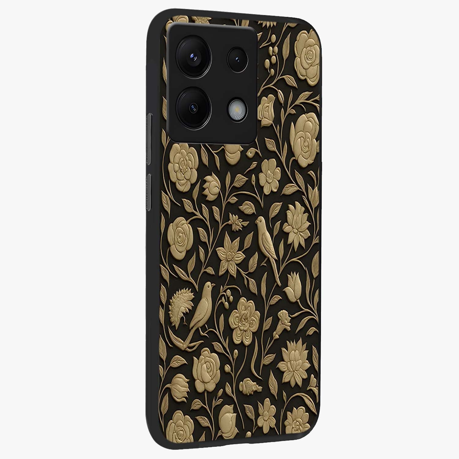 Golden Evil Eye Mandala Glass Case upright view showcasing decorative evil eye mandala artwork with spiritual aesthetic style.