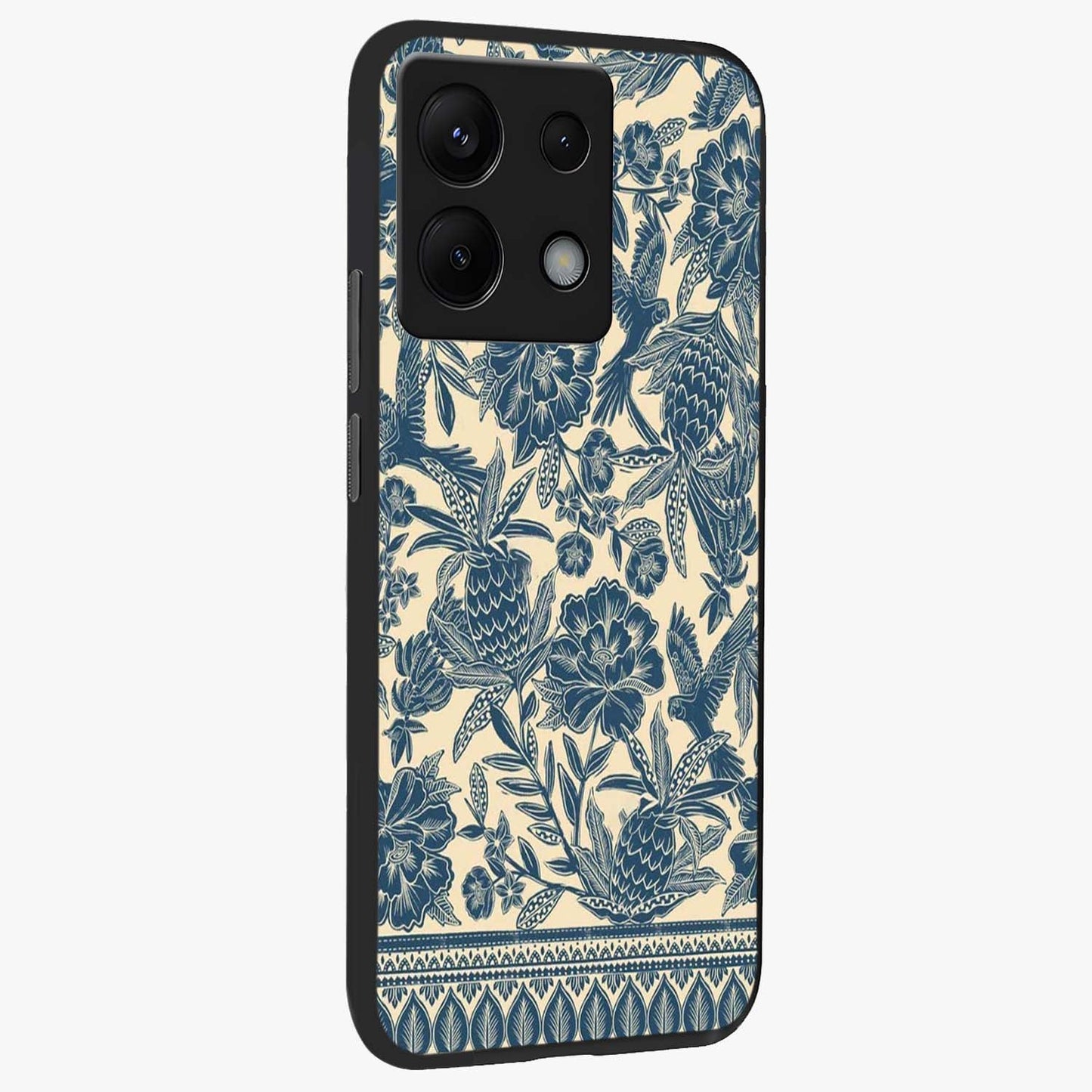 Heirloom Wild Bloom Glass Case upright view showcasing delicate wildflower artwork with timeless floral theme.