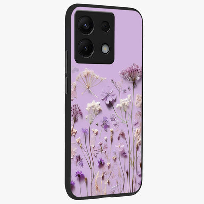 Lavender Blossom Dream Glass Case upright view showcasing delicate lavender blossom artwork with peaceful floral theme.